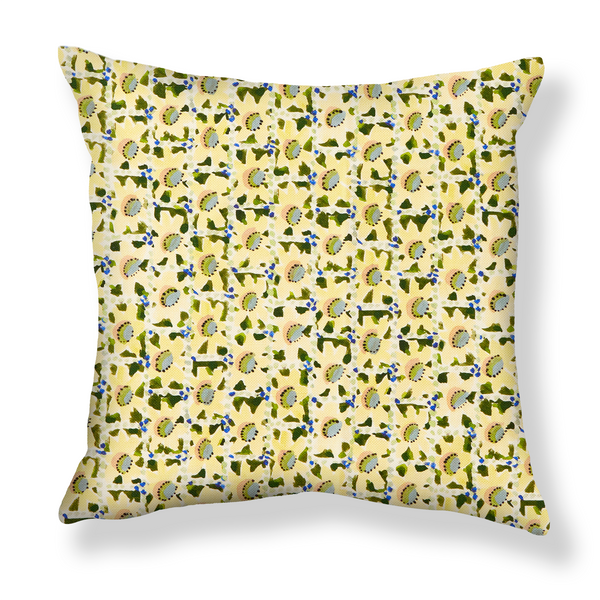 Floral Trellis Pillow in Yellow/Green