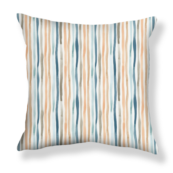 Garden Stripe Pillow in Peach/Blue