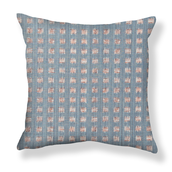 Gridded Ikat in Blue-Pink Pillow