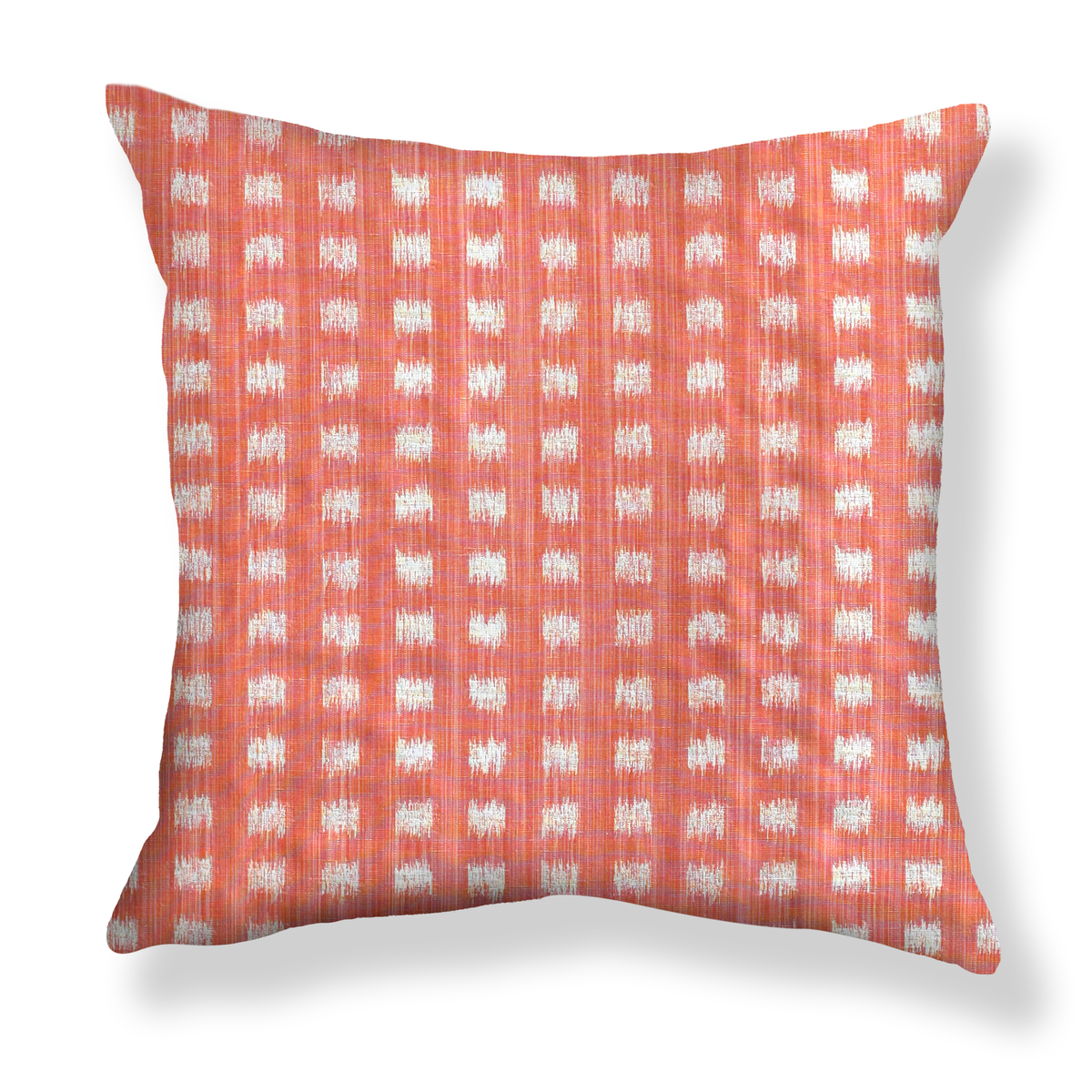 Gridded Ikat Pillow in Coral