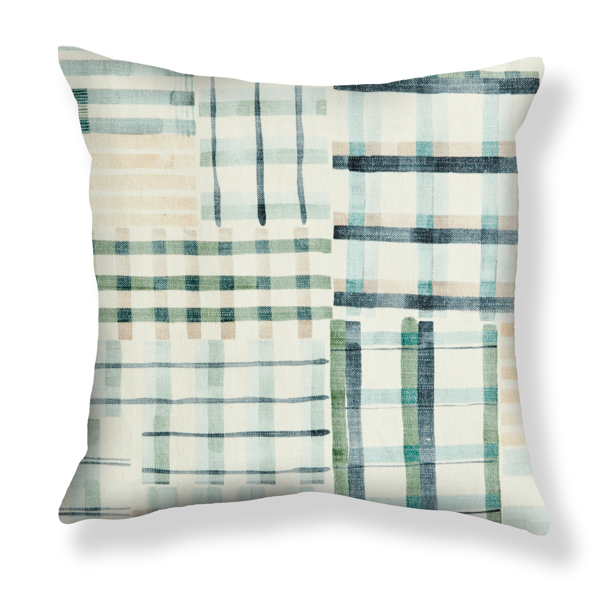 Patchwork Plaid Pillow in Multi Green