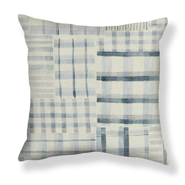 Patchwork Plaid Pillow in Multi Gray