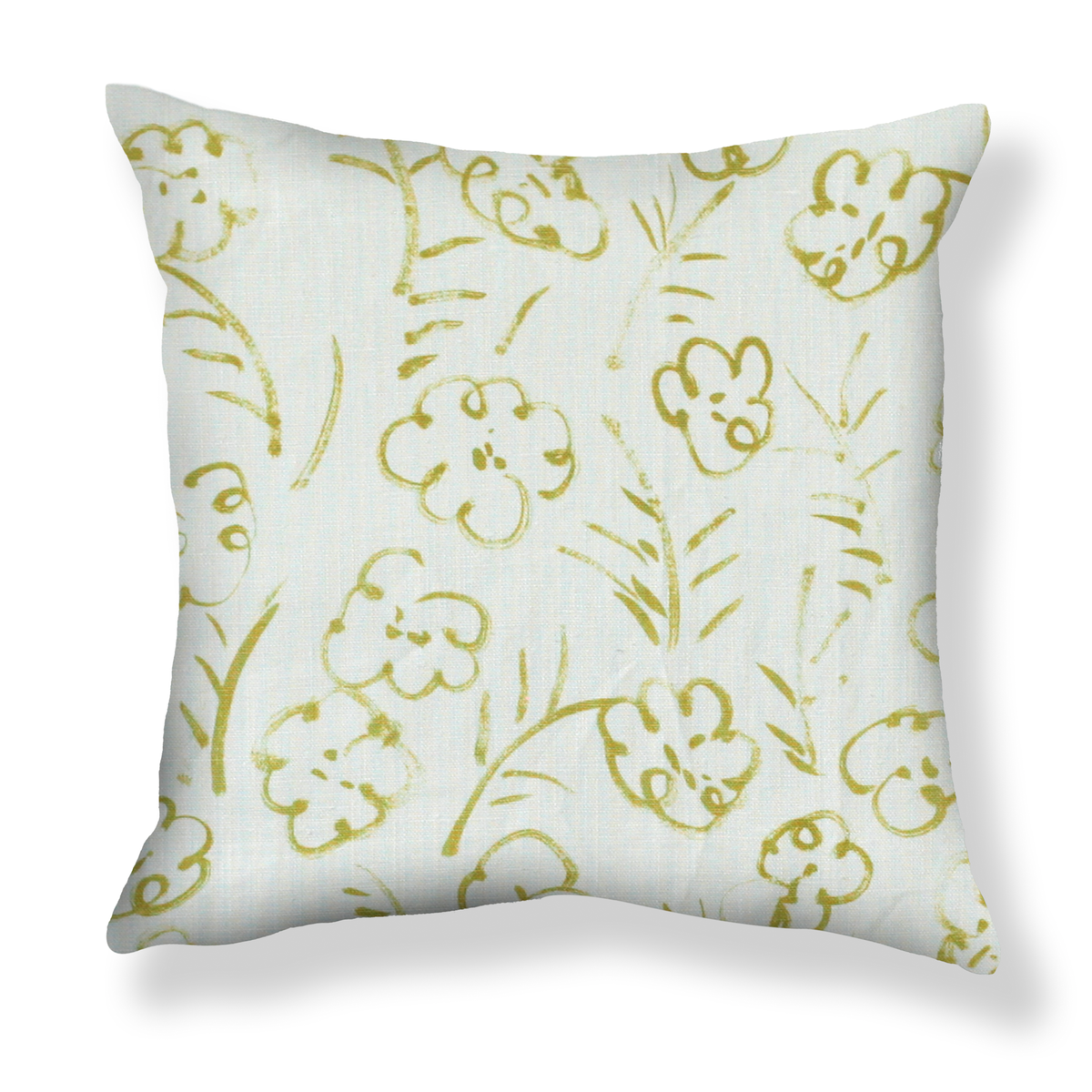 Roses Pillow in Mint/Chartreuse