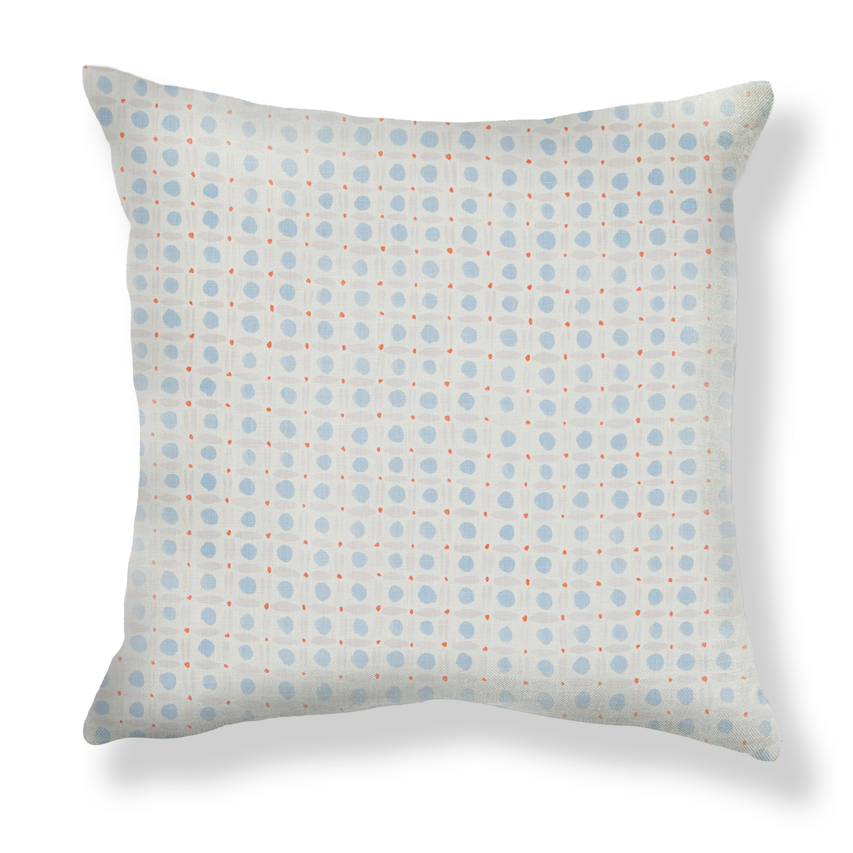 Spotted Grid Pillow in Sky/Tomato