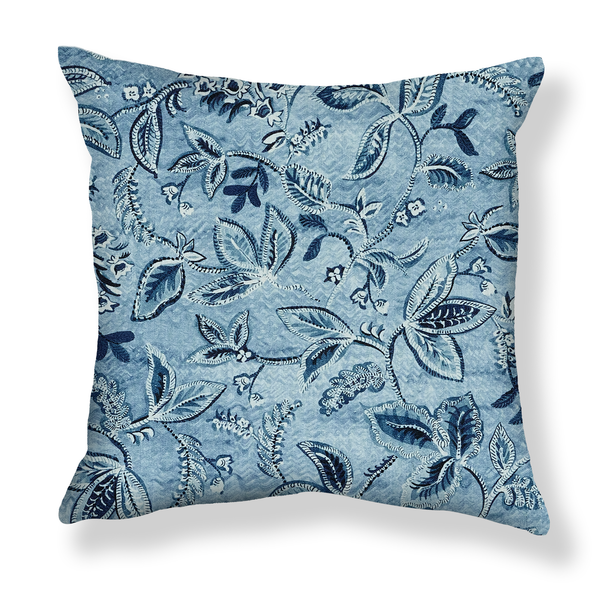 Textured Botanical Pillow in Dark Blues