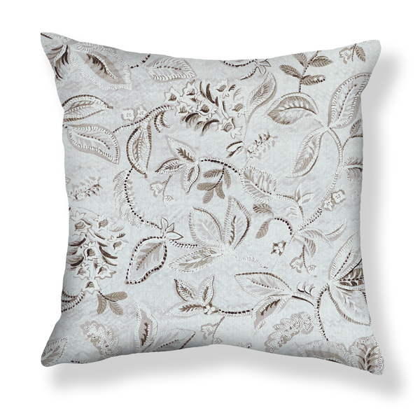 Textured Botanical Pillow in Gray