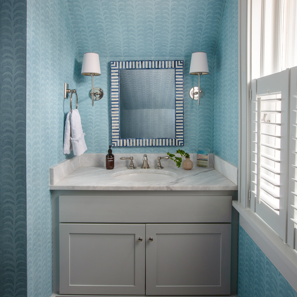 Dotted Palm Wallpaper in Blues