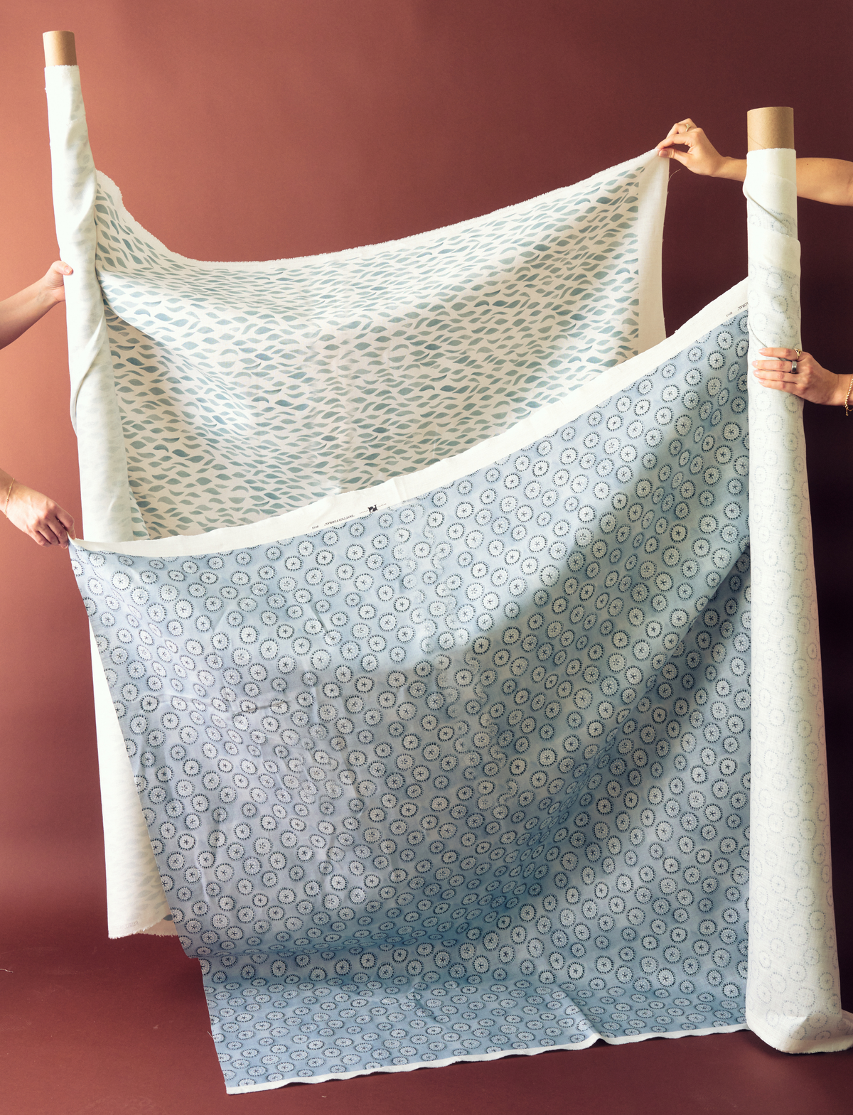 Dotted Floral Fabric in Blue-Gray