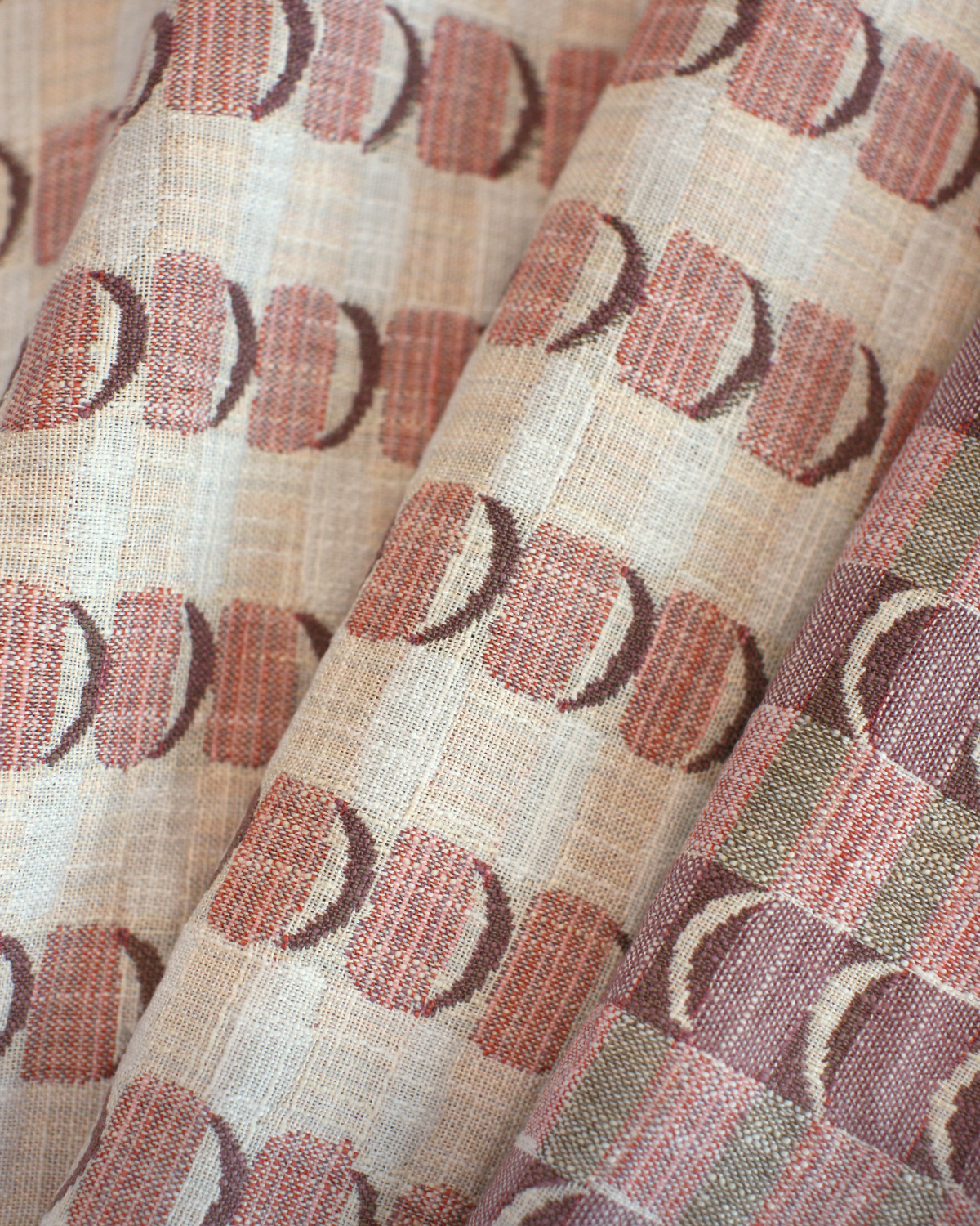 Crescent Plaid Fabric in Shell Pink