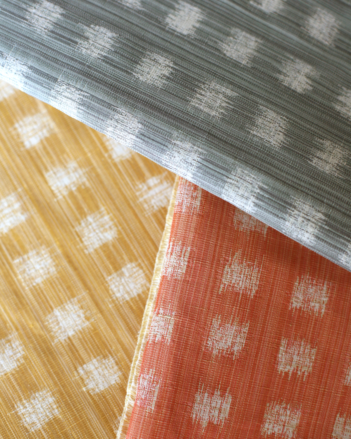 Gridded Ikat Fabric in Coral