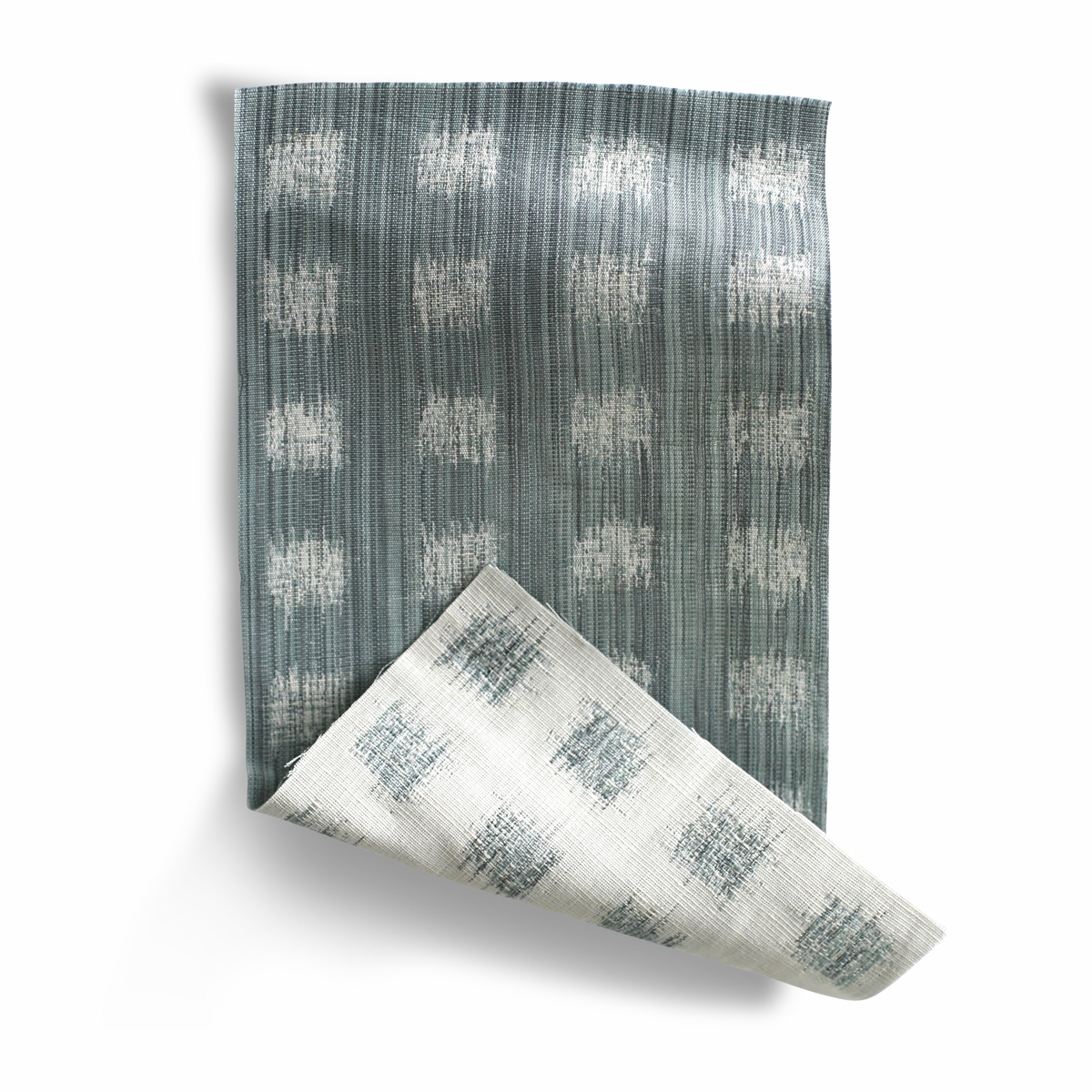 Gridded Ikat Fabric in Pale Marine