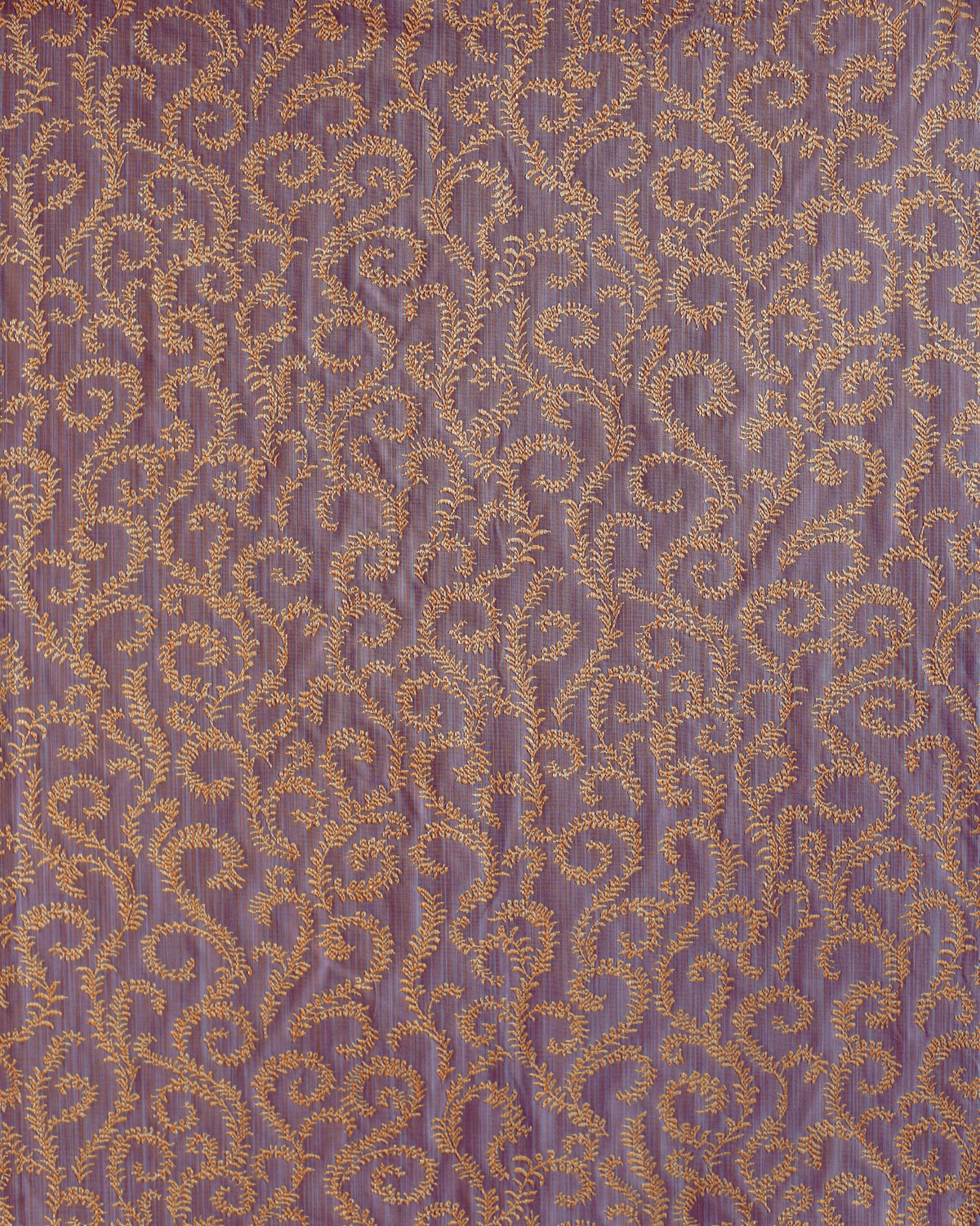 Curling Vines Fabric Violet/Orange