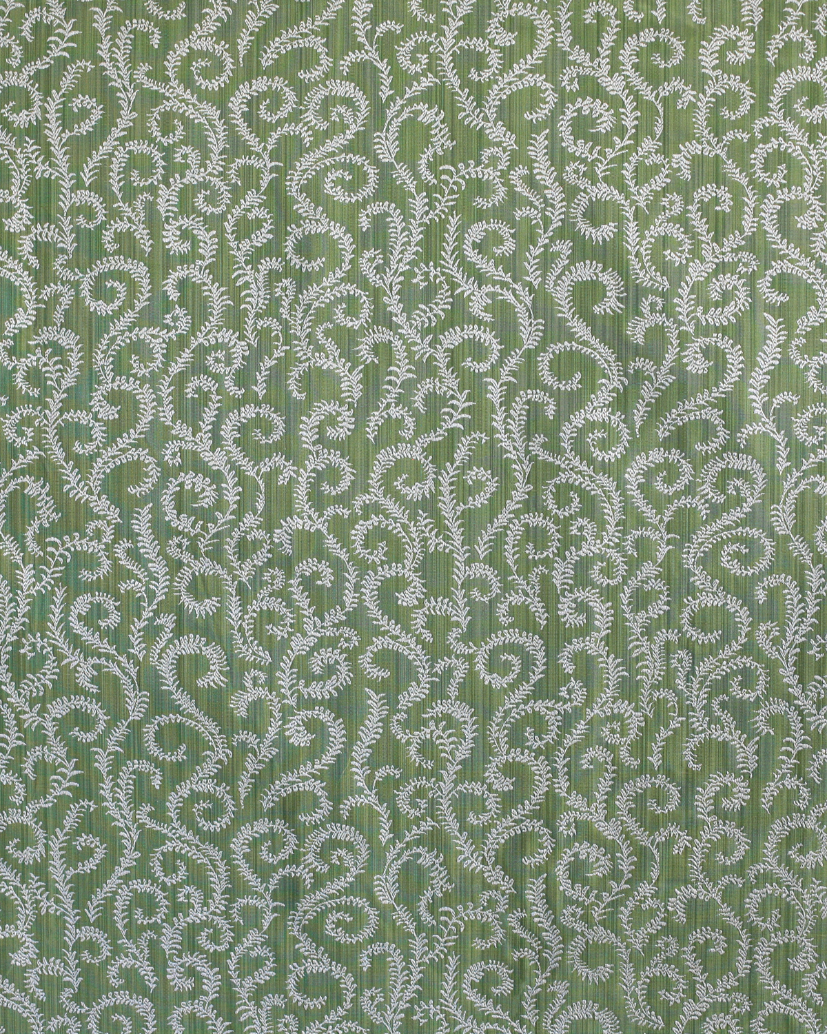 Curling Vines Fabric in Green/Ice