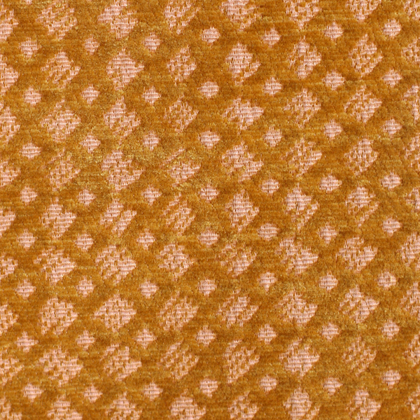 Mini Diamonds Fabric in Ochre/Coral