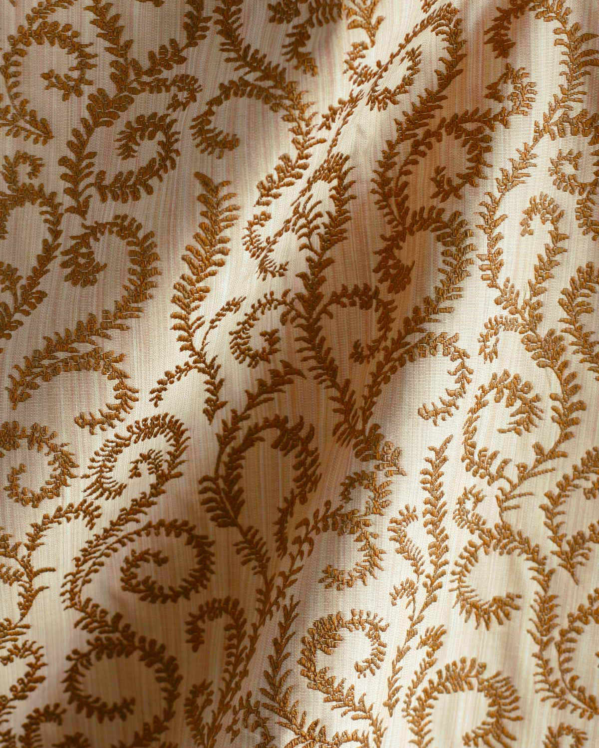 Curling Vines Fabric in Blush/Brown