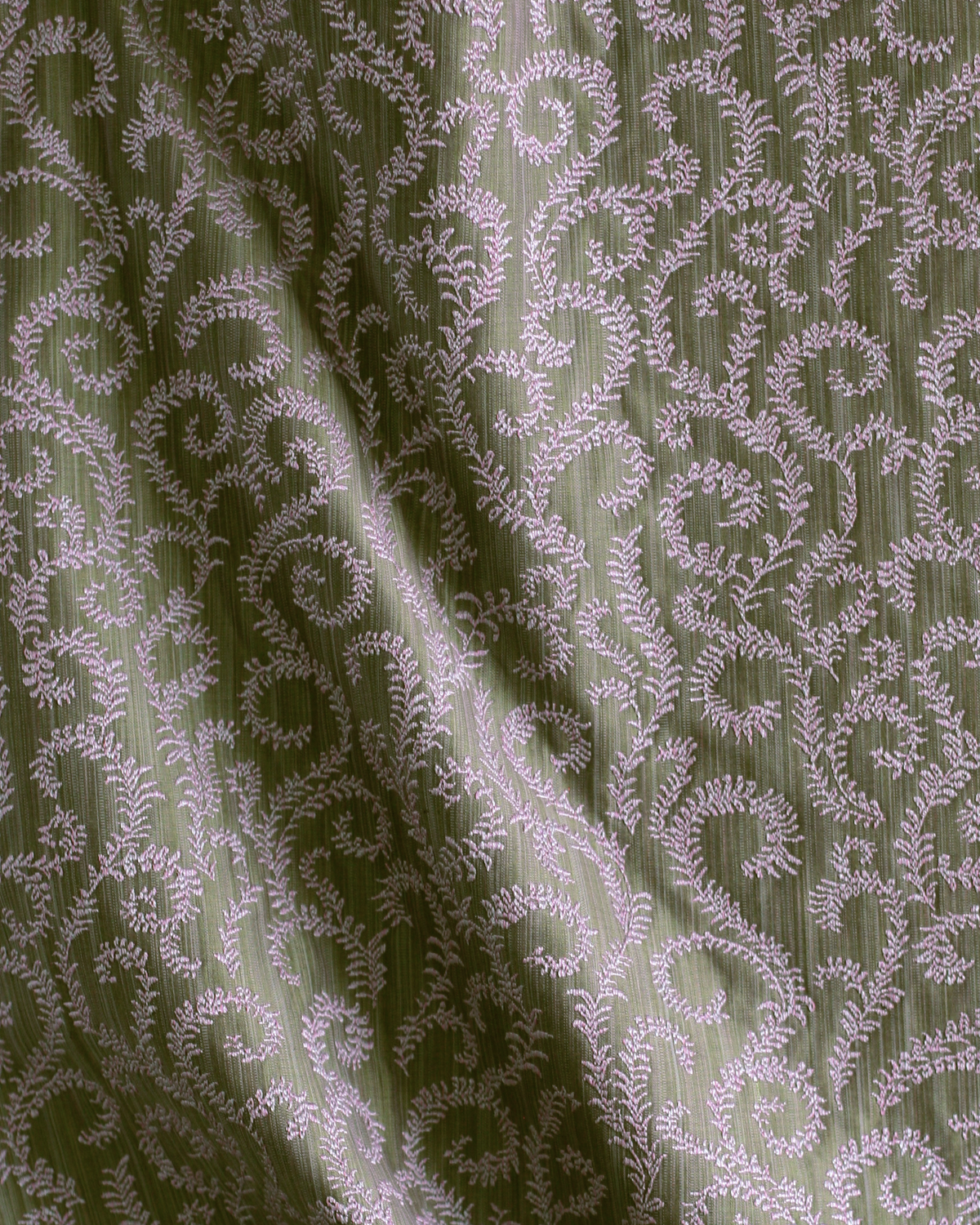 Curling Vines Fabric in Forest/Purple