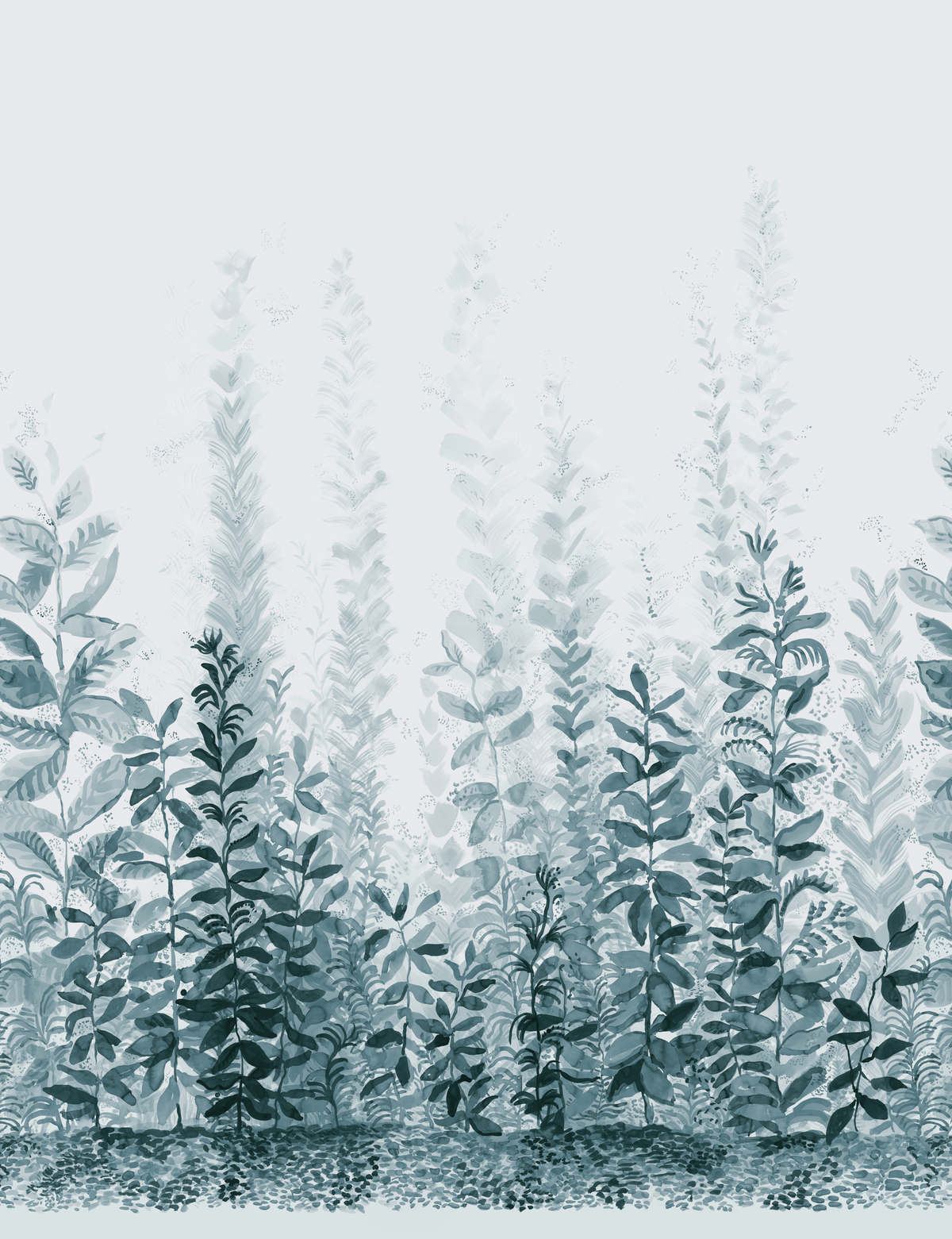 Misty Morning Mural in Dark Blue