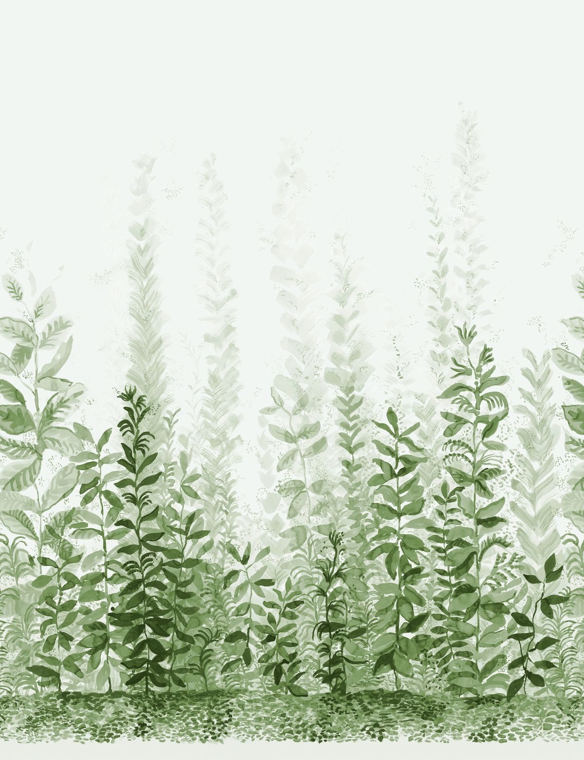 Misty Morning Mural in Dark Green