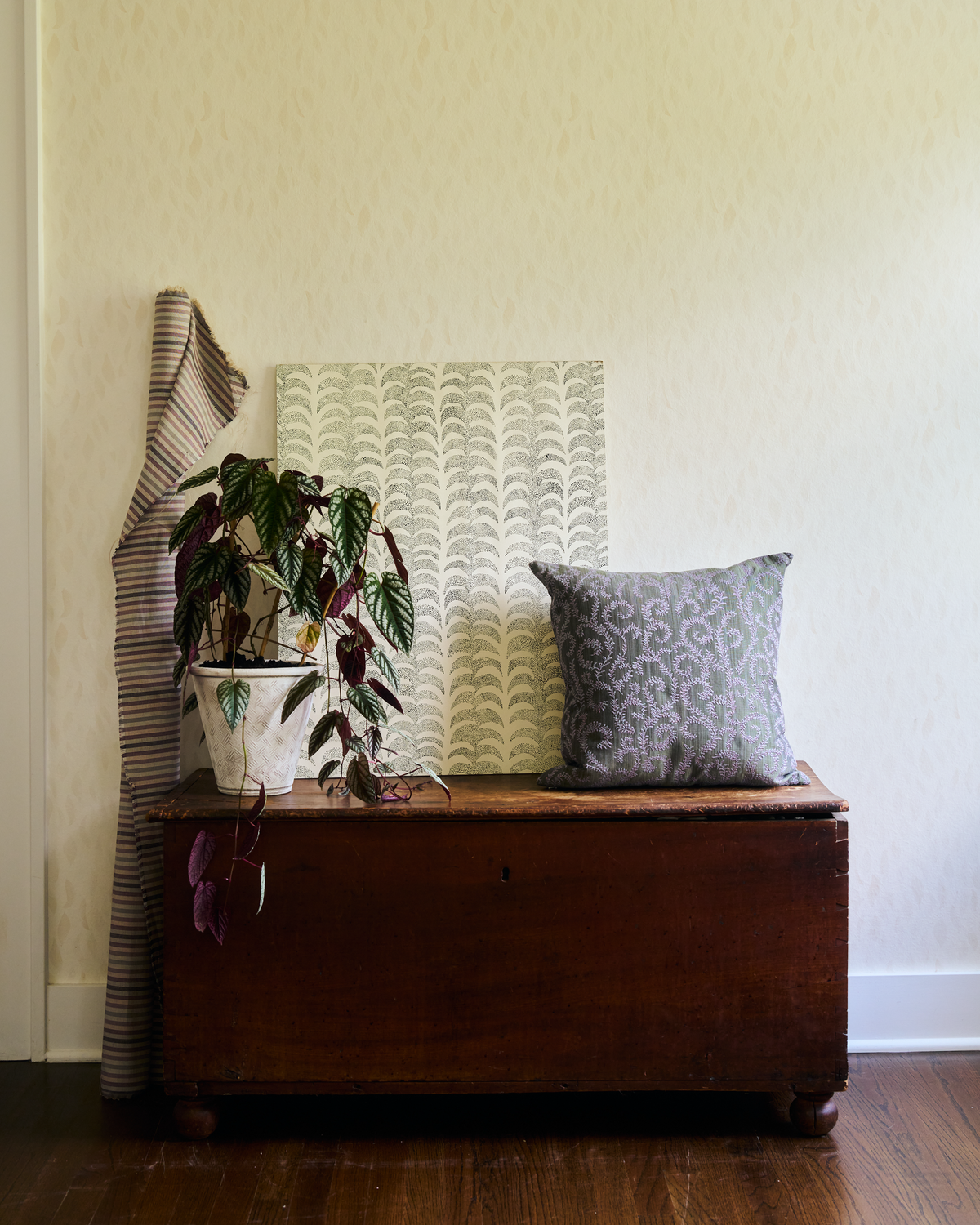 Ombré Stripe Fabric in Faded Purple