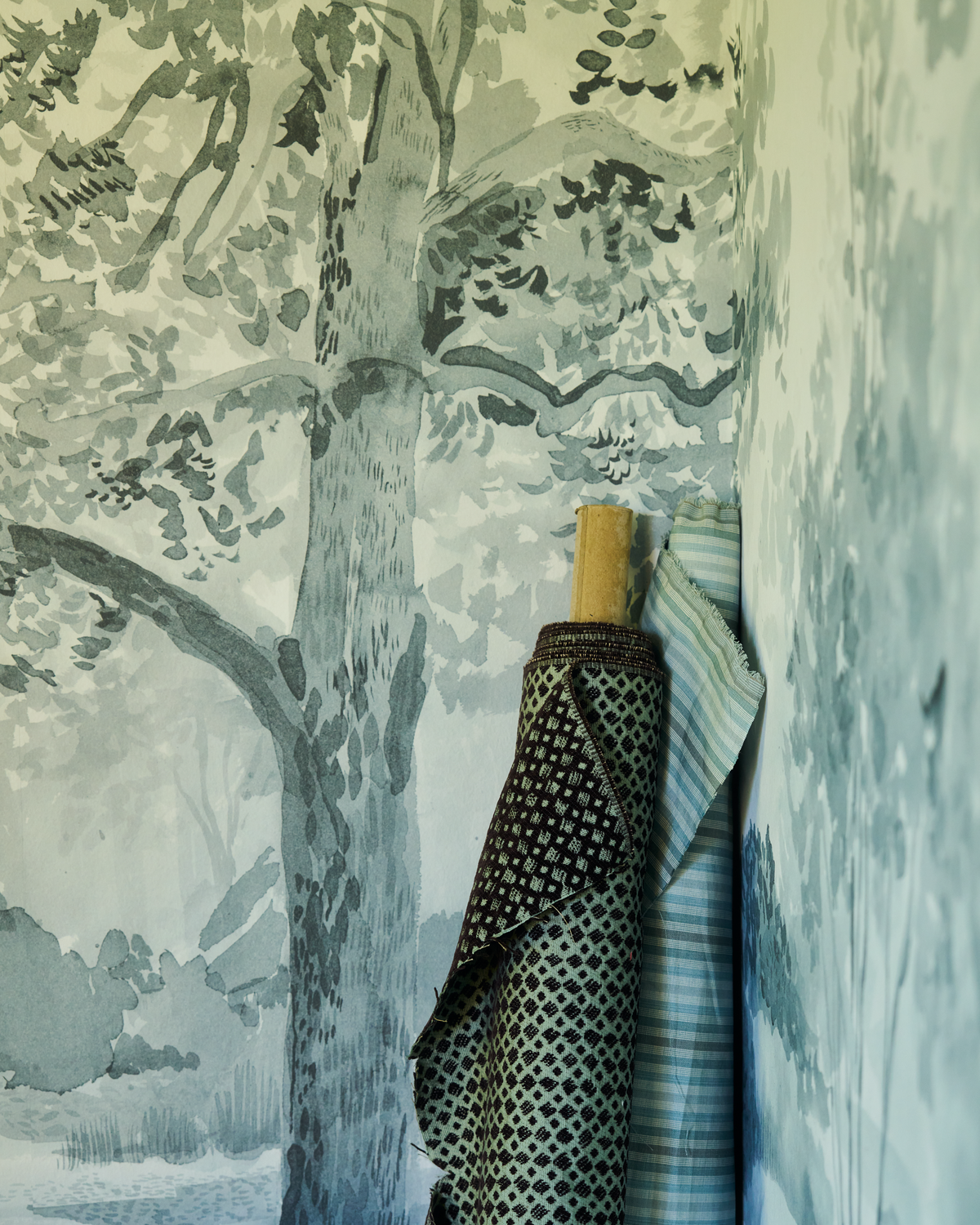 Mini Diamonds Fabric in Brown/Sage