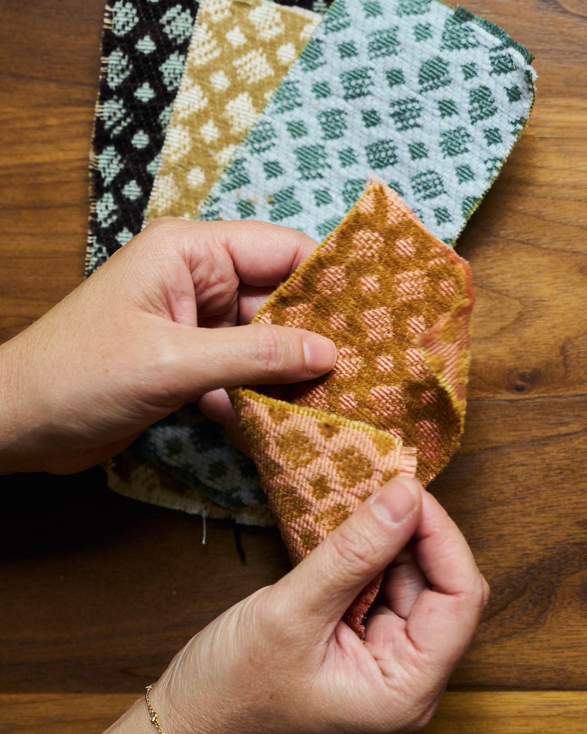 Mini Diamonds Fabric in Brown/Sage