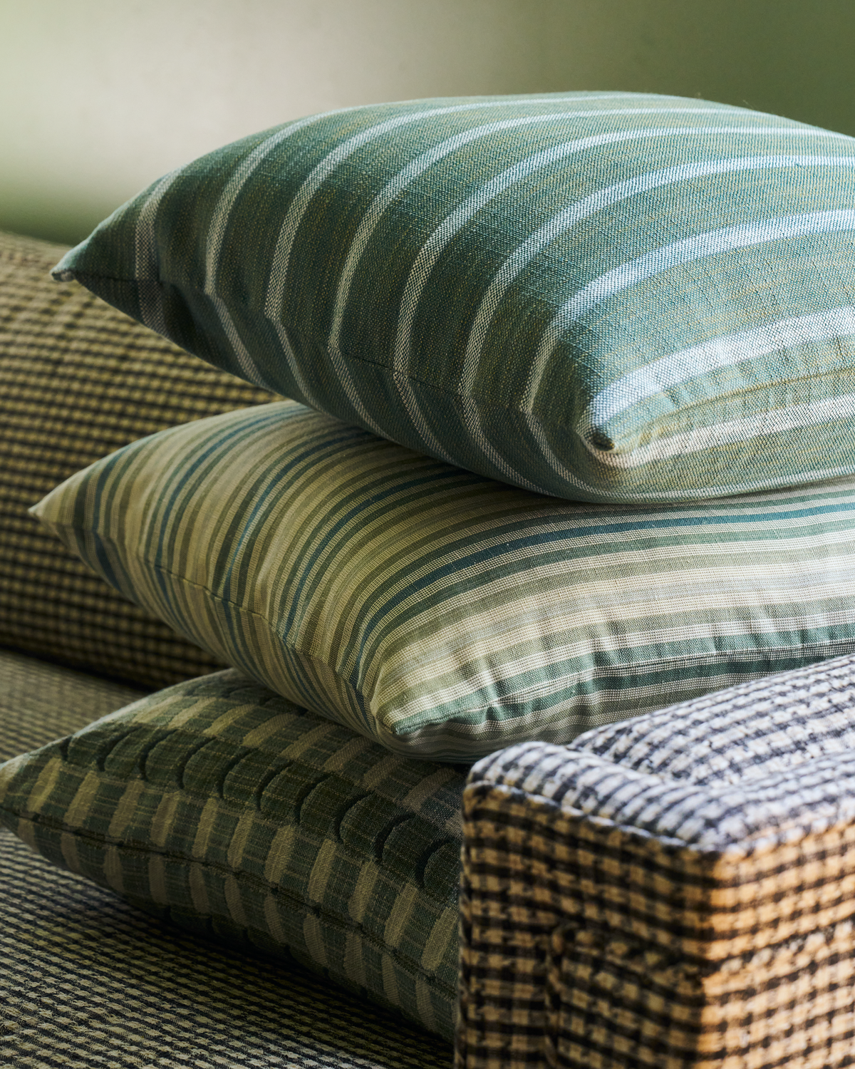 Market Stripe Pillow in Green