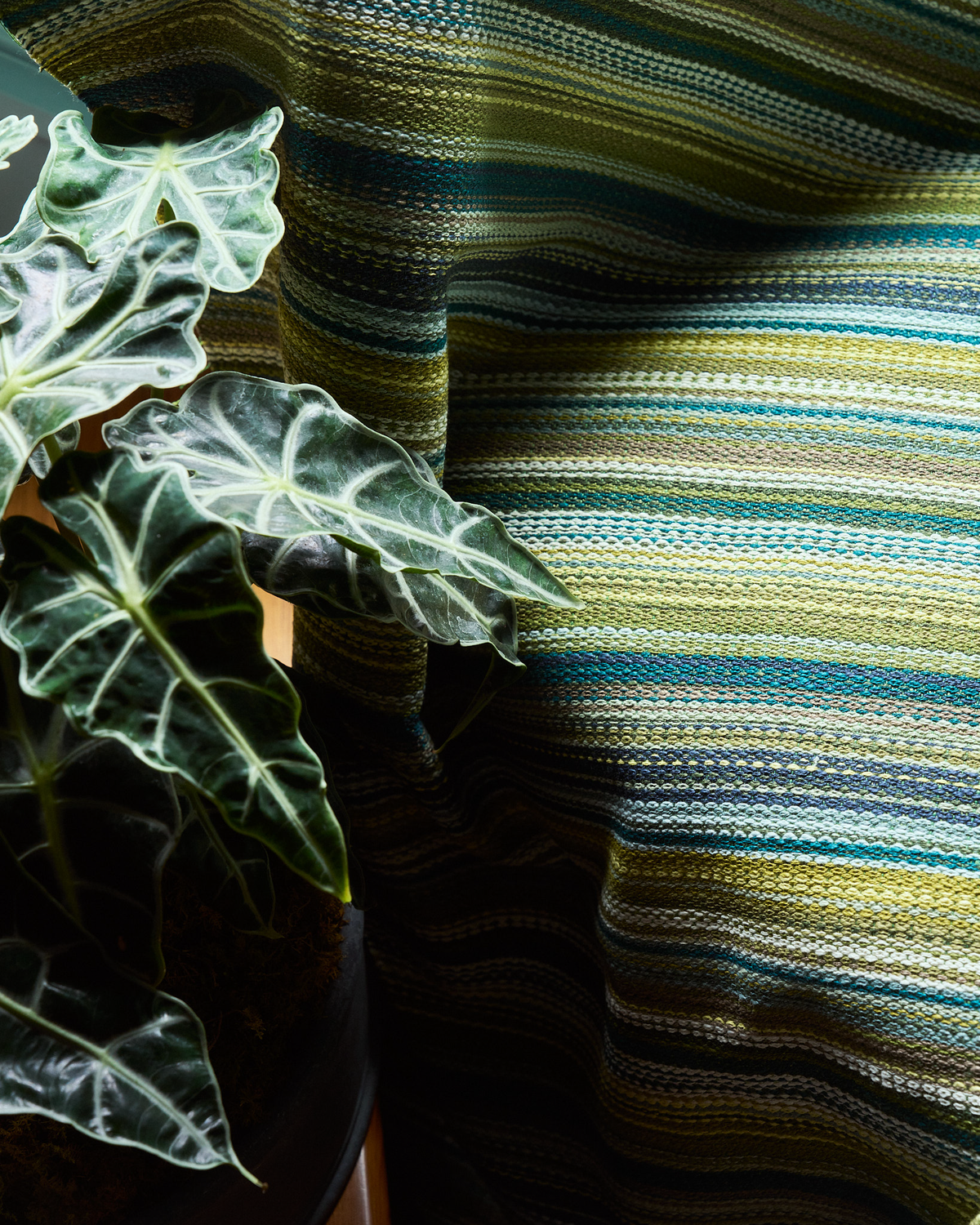 Prism Stripe Fabric in Multi Green