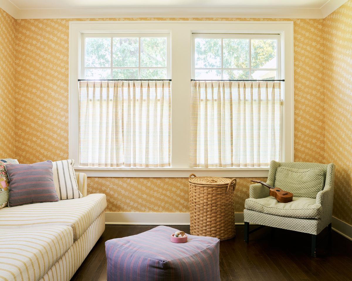 Market Stripe Fabric in Plum