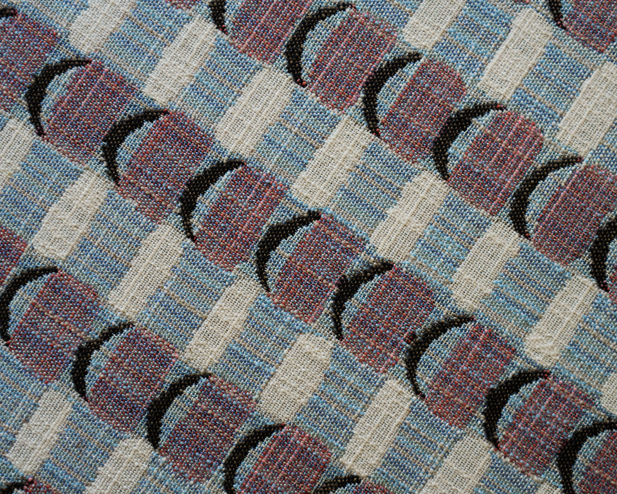 Crescent Plaid Fabric in Blue-Pink