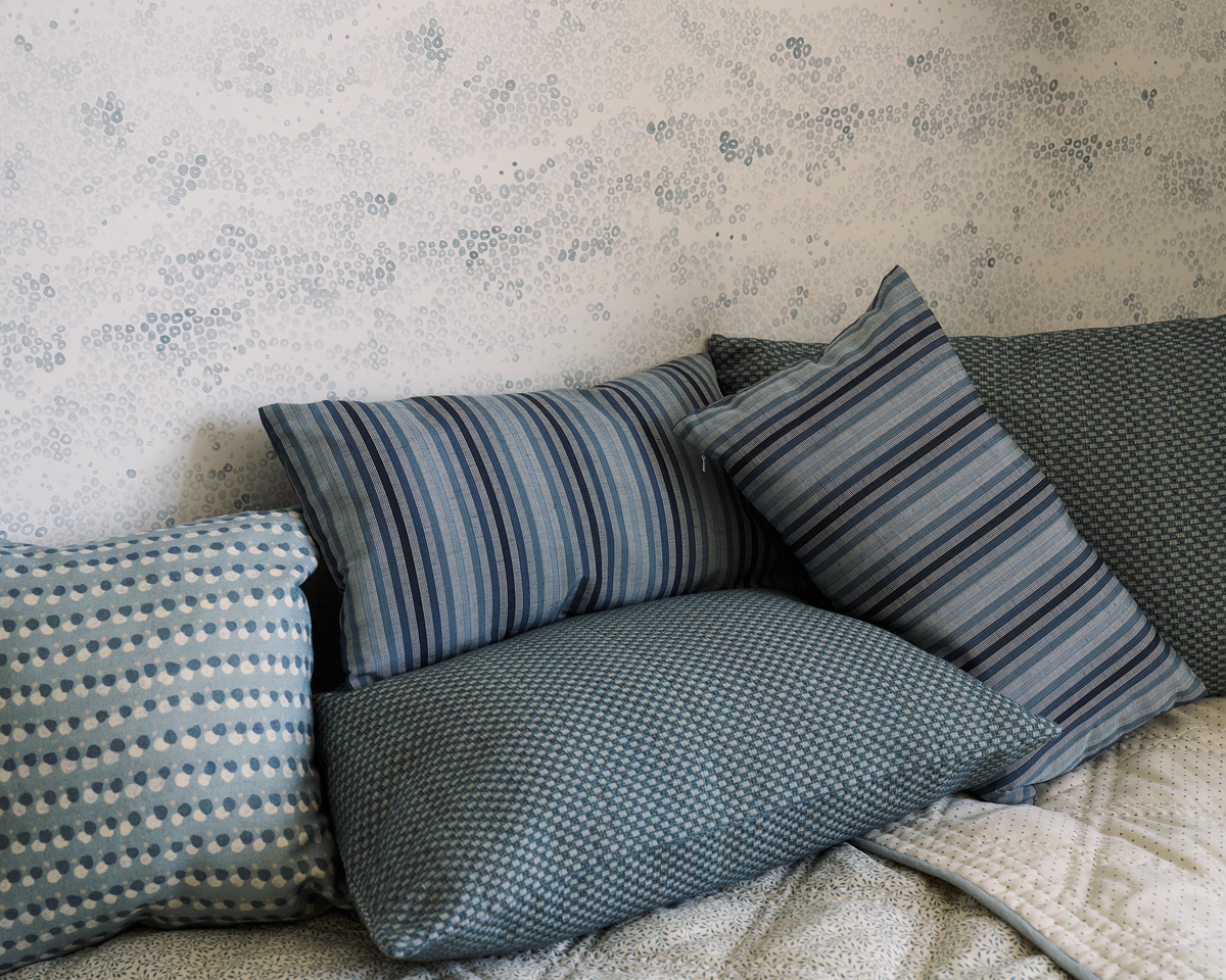 Dotted Lines Pillow in Light Blues