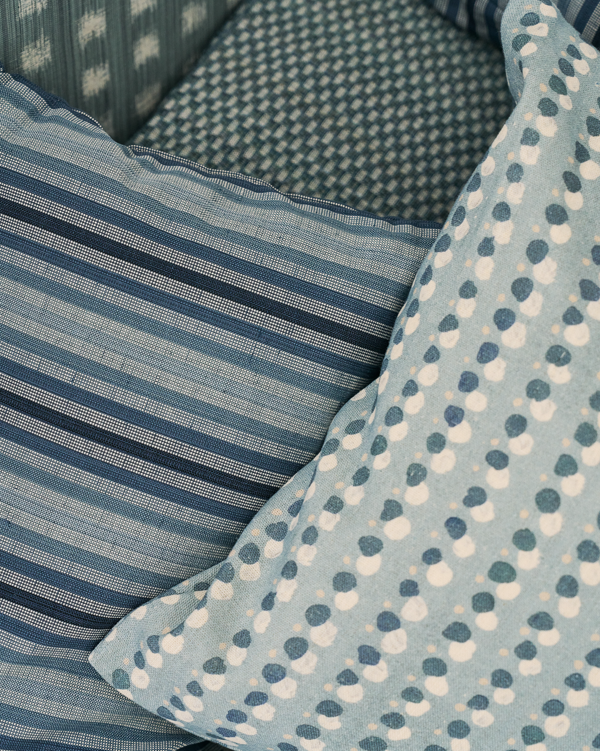 Dotted Lines Fabric in Light Blues