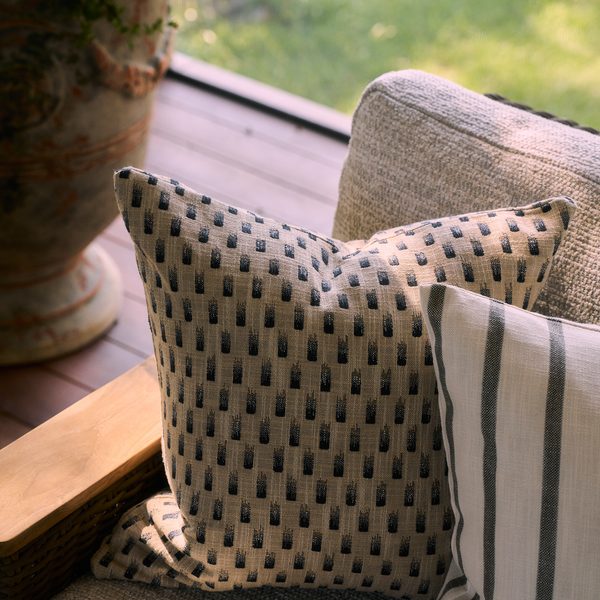 Raindrops Pillow in Tan/Black