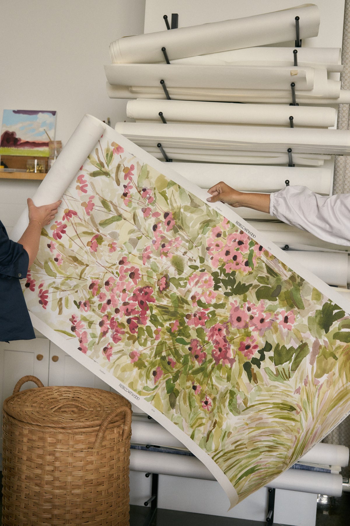 Coneflower Mural in Pale Red