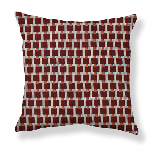 Blocks Pillow in Burgundy/Orange
