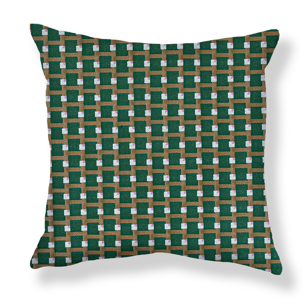 Blocks Pillow in Green/Camel