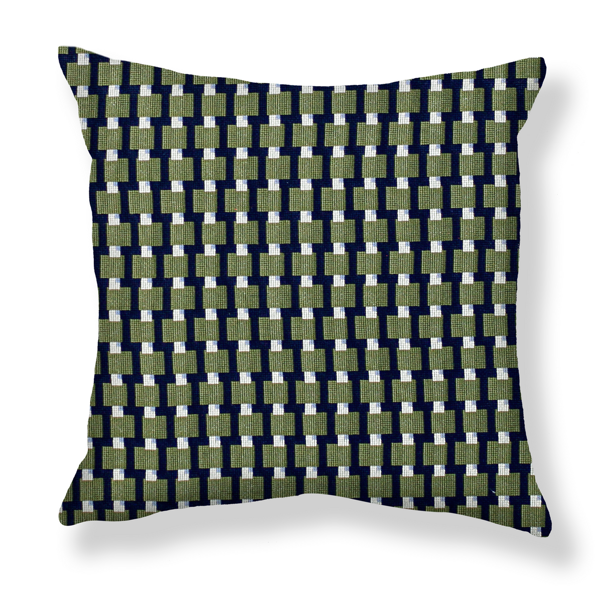 Blocks Pillow in Olive/Navy