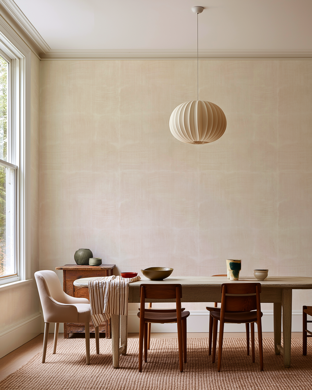 Aurora Wallpaper in White Peach