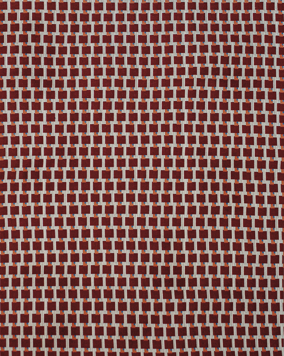 Blocks Fabric in Burgundy/Orange