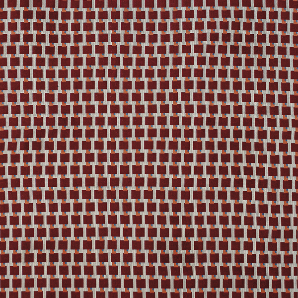 Blocks Fabric in Burgundy/Orange
