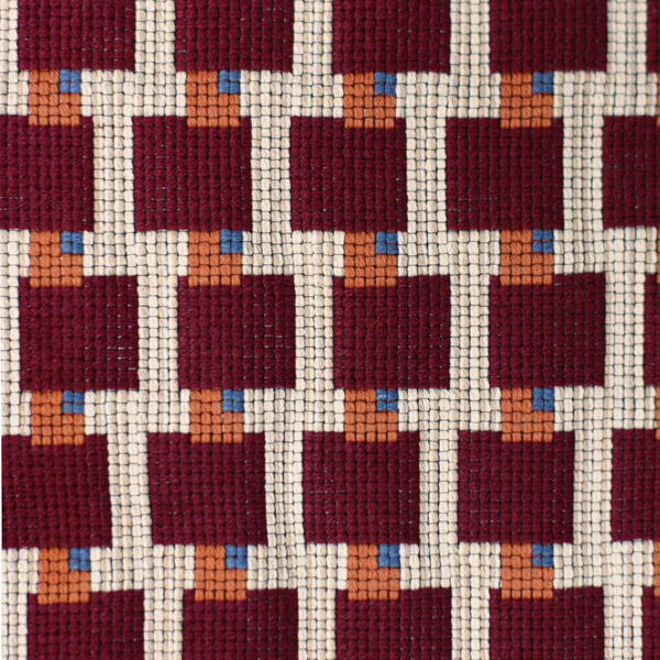 Blocks Fabric in Burgundy/Orange
