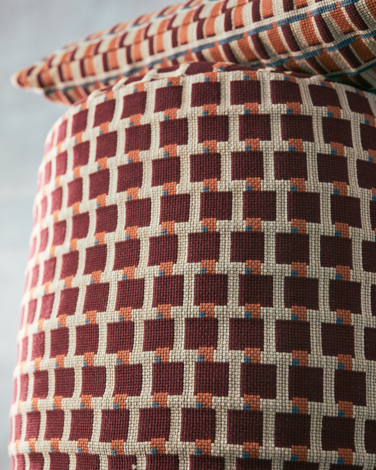 Blocks Fabric in Burgundy/Orange
