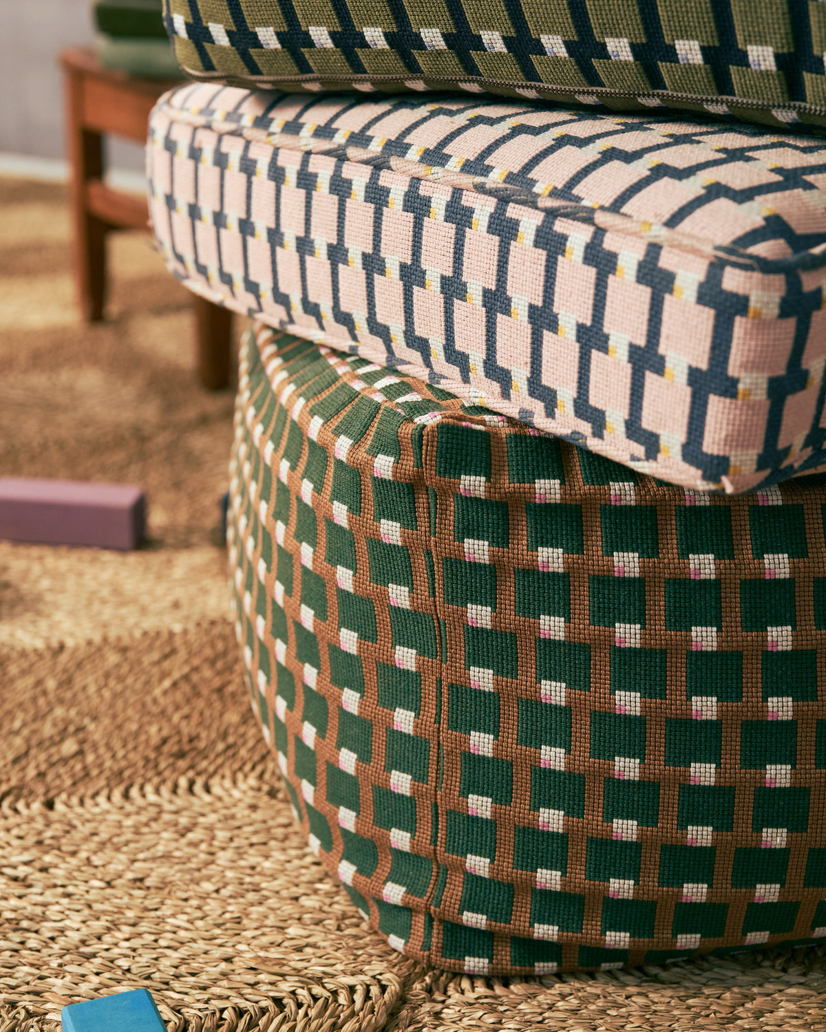 Blocks Fabric in Pink/Dusk
