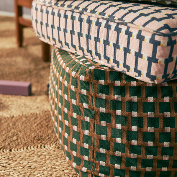 Blocks Pillow in Green/Camel