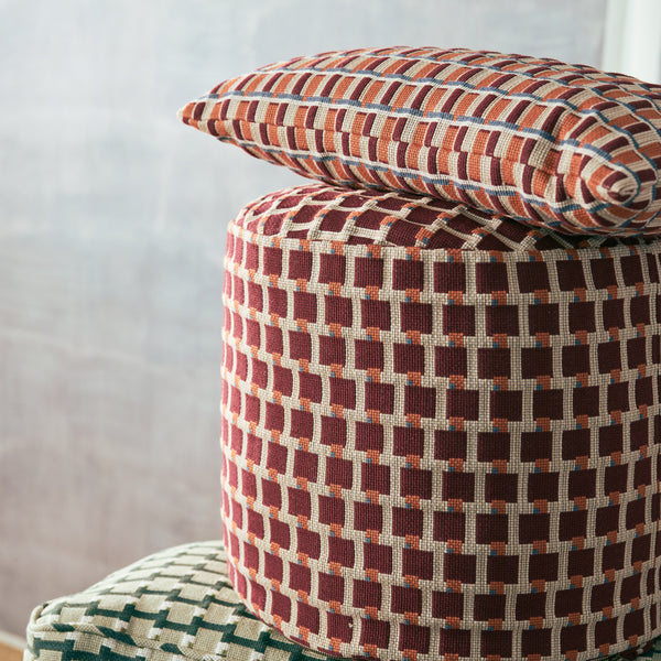 Blocks Pillow in Burgundy/Orange