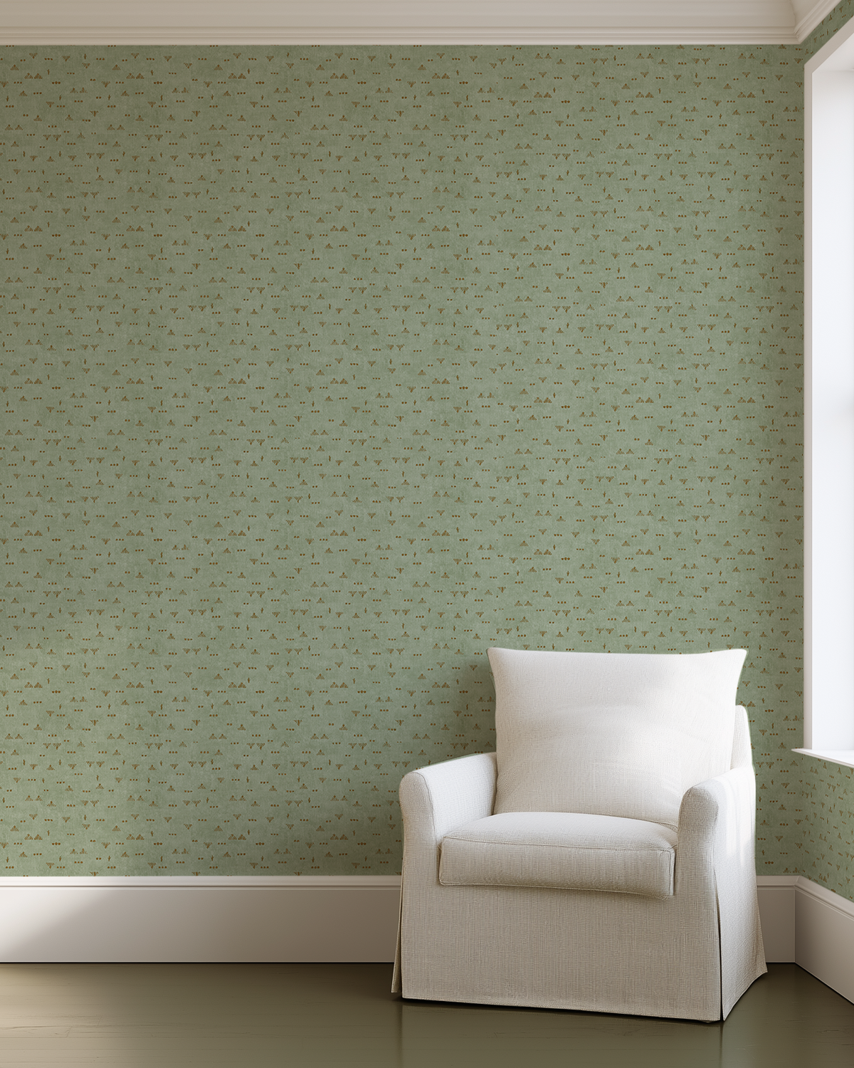 Grass Wallpaper in Green/Ochre