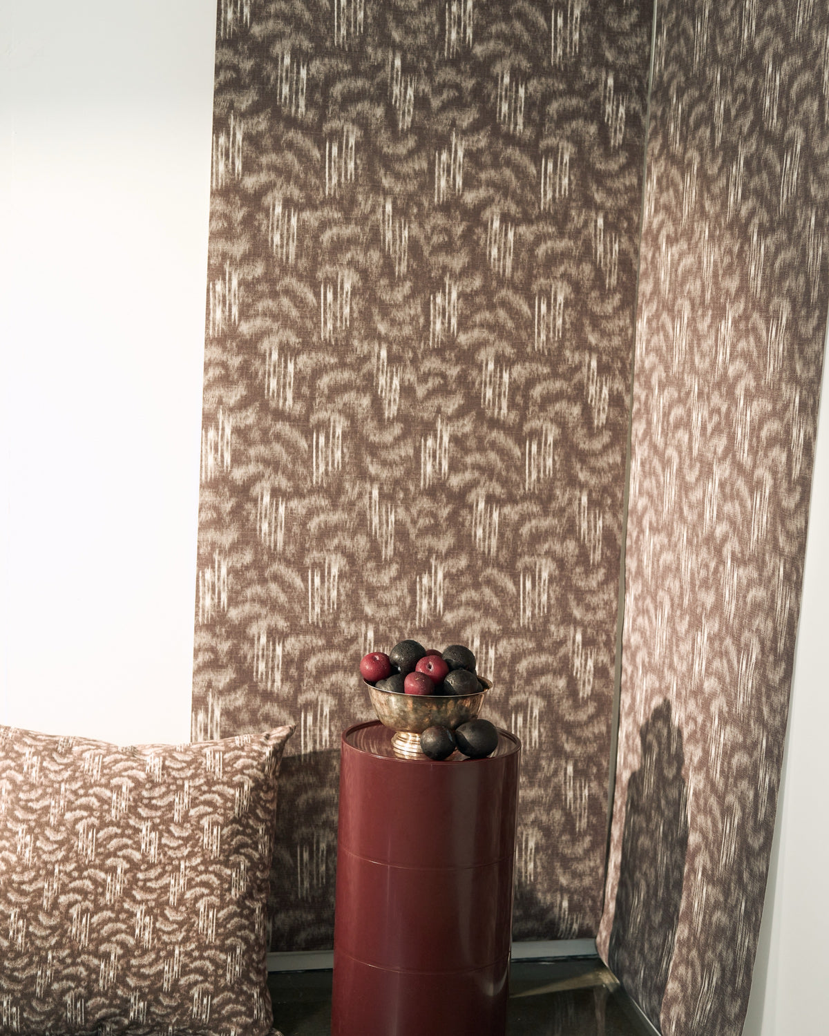 Cloudscape Warp Print Fabric in Mahogany