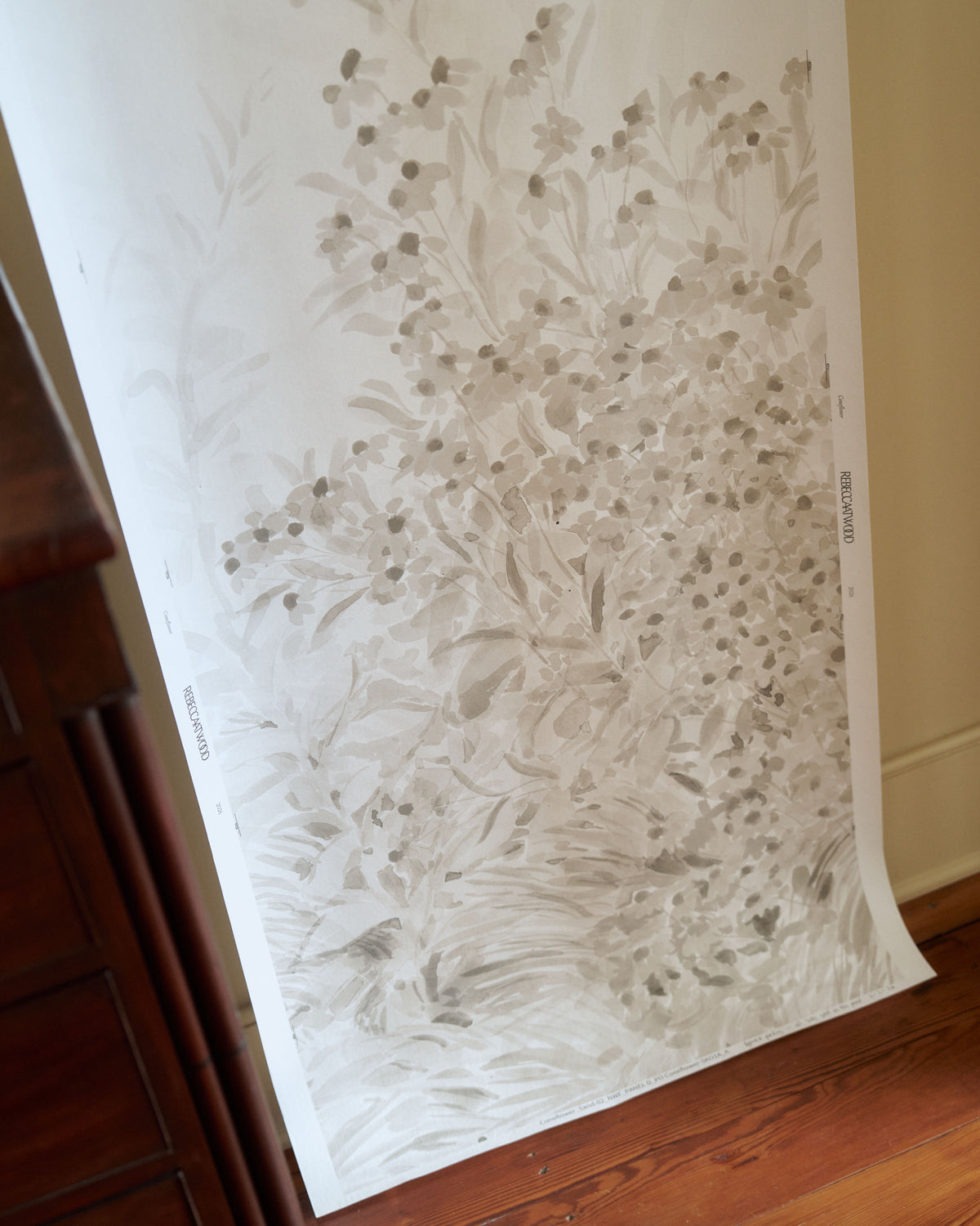 Coneflower Mural in Pale Stone