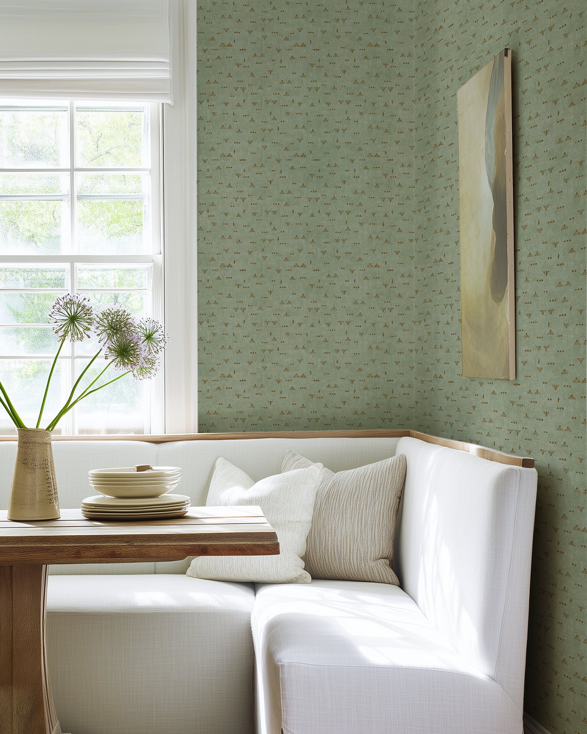 Grass Wallpaper in Green/Ochre