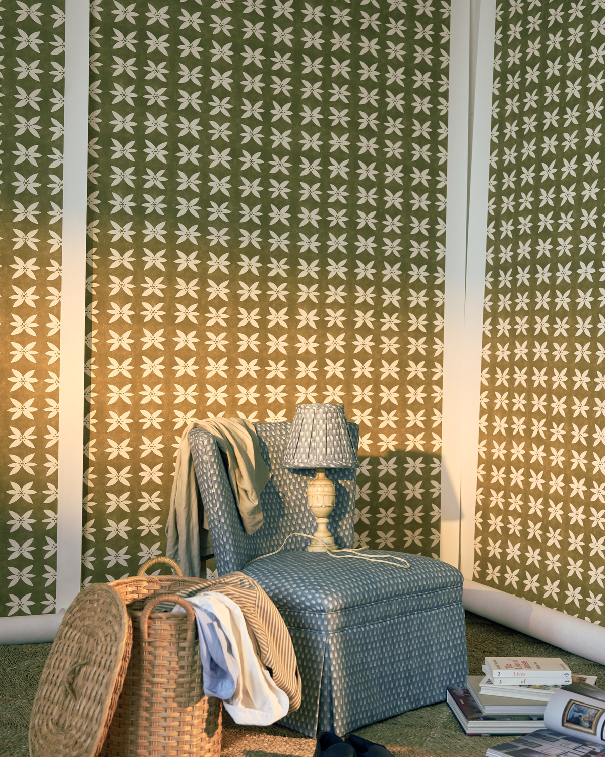 Rain Lily Wallpaper in Dark Ochre