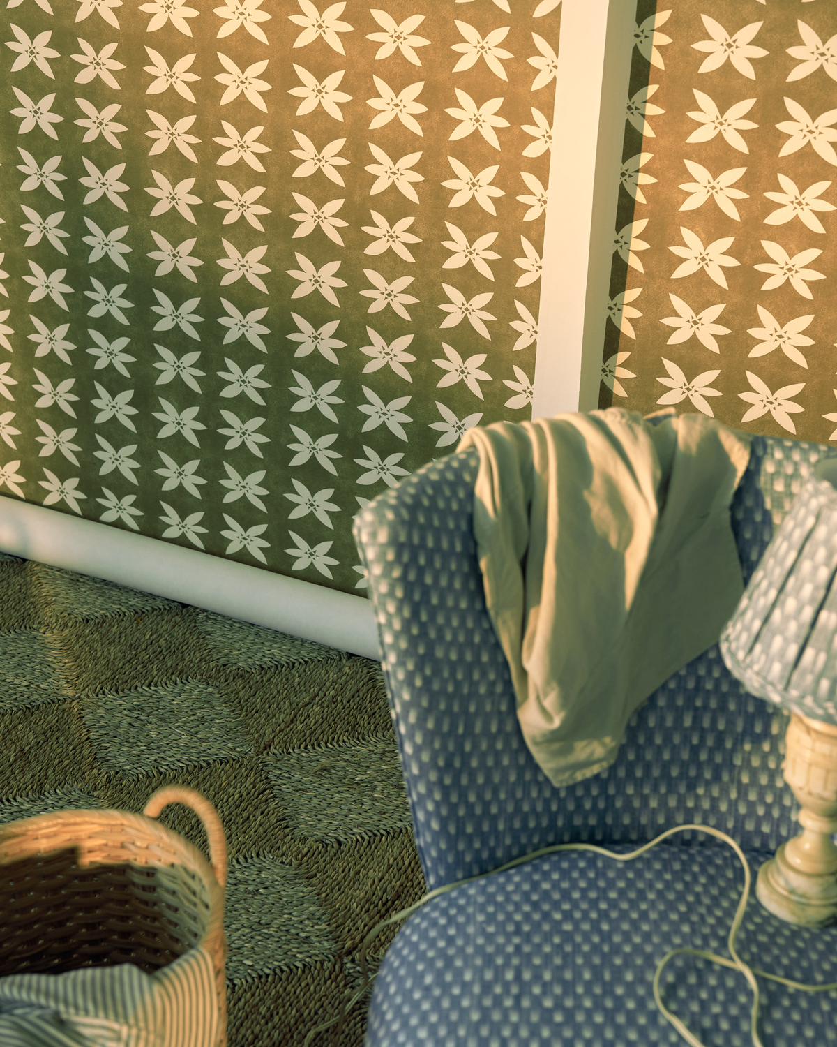 Rain Lily Wallpaper in Dark Ochre